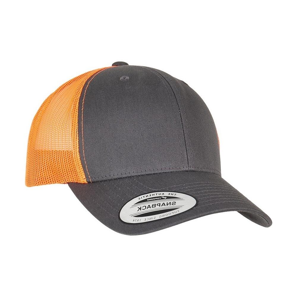 Unisex Adult Retro Two Tone Trucker Cap (Charcoal/Neon Orange) 2/2