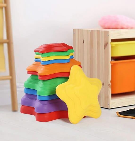 Sensorischer Balancierpfad für Kinder – 6 Steine in Sternform 2/7
