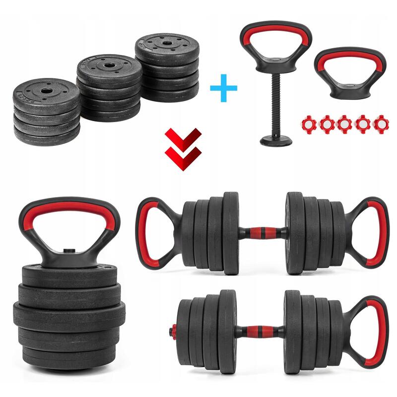 Hantle regulowane 6w1 sztanga kettlebell Sapphire SG-1120K 2x20kg