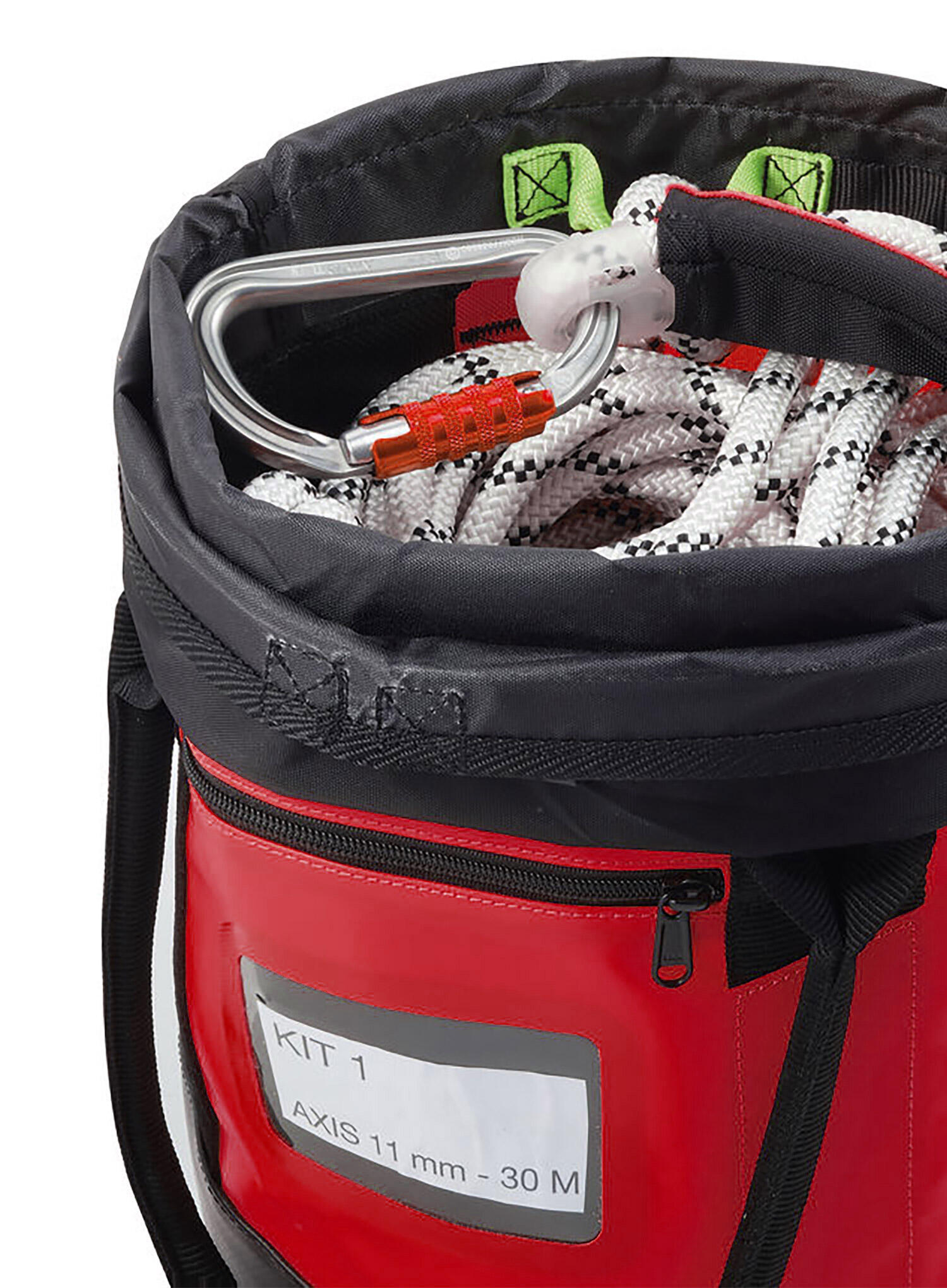 Sac PETZL Bucket 15 L autoportant rouge, étanche, TPU, fermeture enroulement 4/4