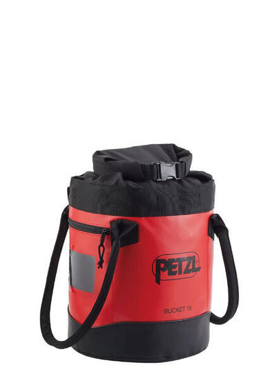 PETZL Bucket 15L freistehender Wassersack TPU rot, Rollverschluss mit Clip