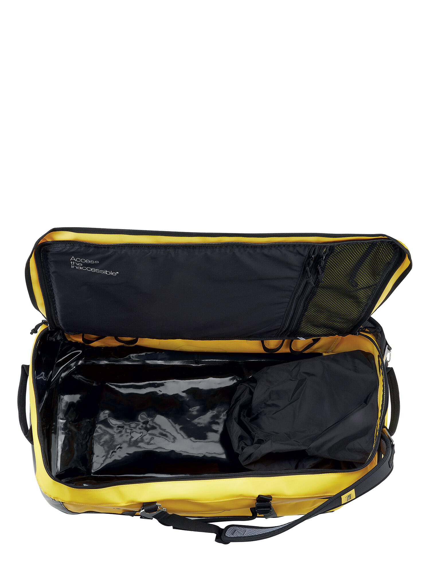 PETZL Reisetasche 85 L aus TPU-Gewebe, gelb, gepolsterter Rücken 2/4