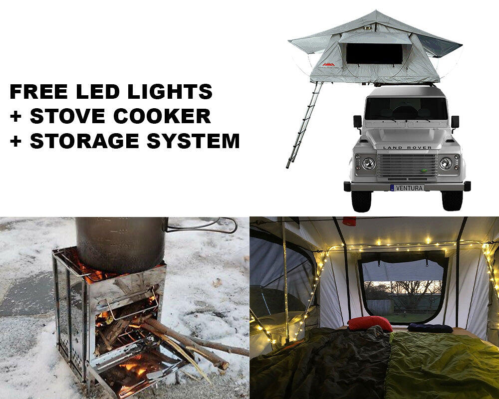 Ventura Deluxe 1.4 Roof Top Tent + Stove Cooker + Storage Hooks 4/7