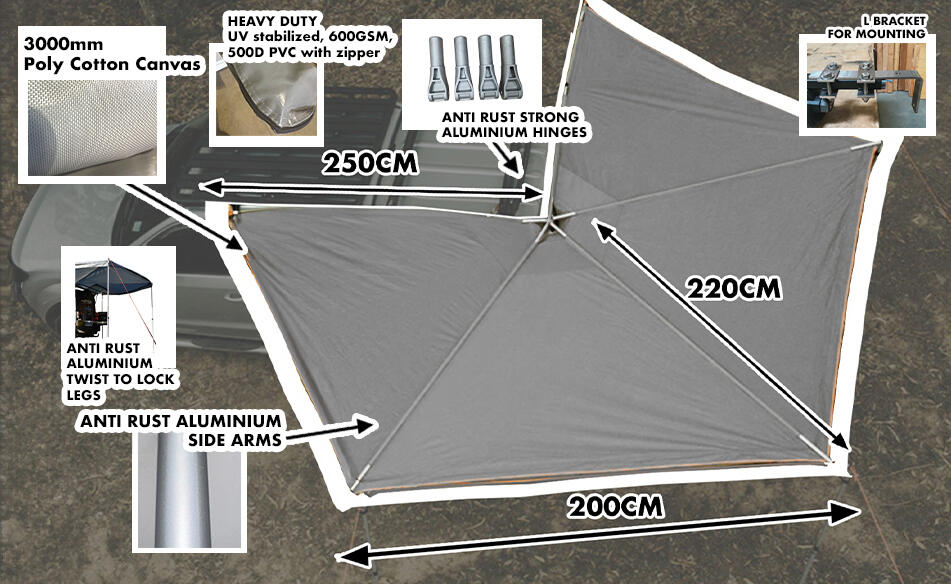 Extended Ventura Deluxe 1.4 Roof Top Tent + Annex + 270 Awning 3/7
