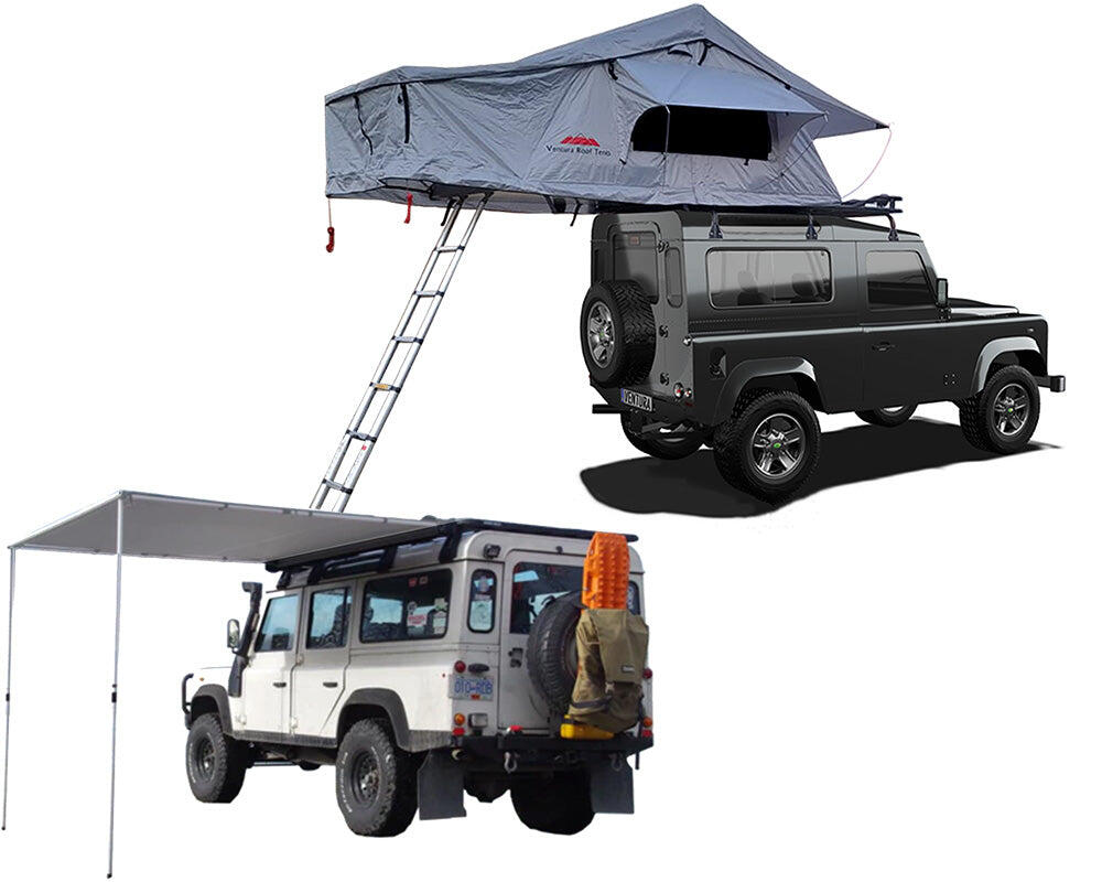 VENTURA ROOF TENT Extended Ventura Deluxe 1.4 Roof Top Tent + Side Awning