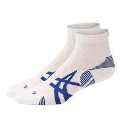 x2 Paires de Chaussettes de Running Blanc/Bleu Asics Cushioning