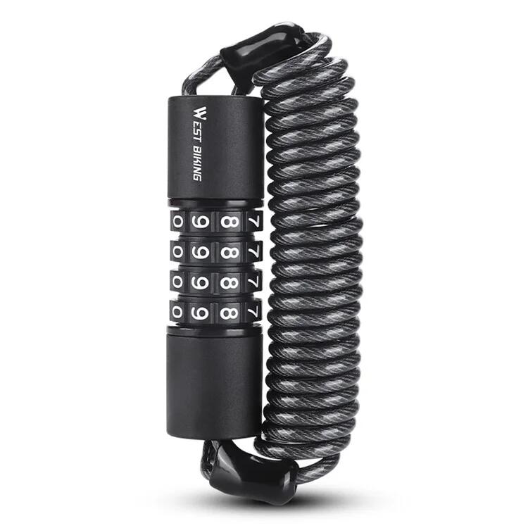 WEST BIKING Zámek na helmu a kolo s kódem 4 číslic - přenosný