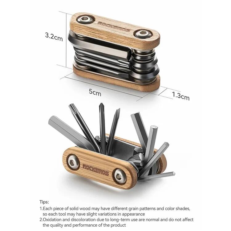 Kit d'outils vélo 8 en 1 ROCKBROS - Acier et Bois - Multifonctionnel