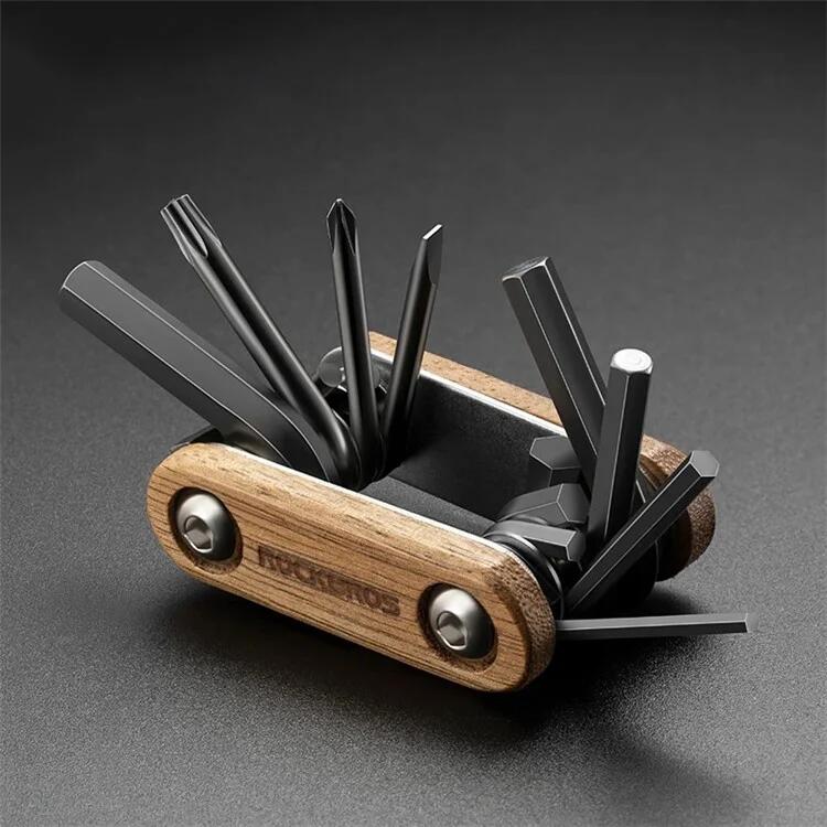 Kit d'outils vélo 8 en 1 ROCKBROS - Acier et Bois - Multifonctionnel