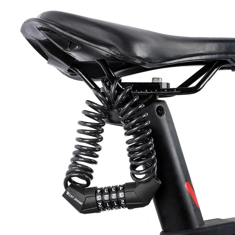 Lacăt biciclete cablu extensibil, cifru Mini Code, negru