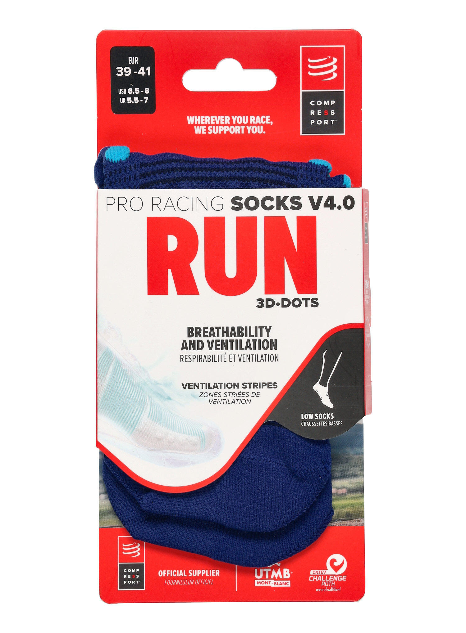 Calzini Compressport Pro Racing Socks v4.0 Run Low Blu 5/6