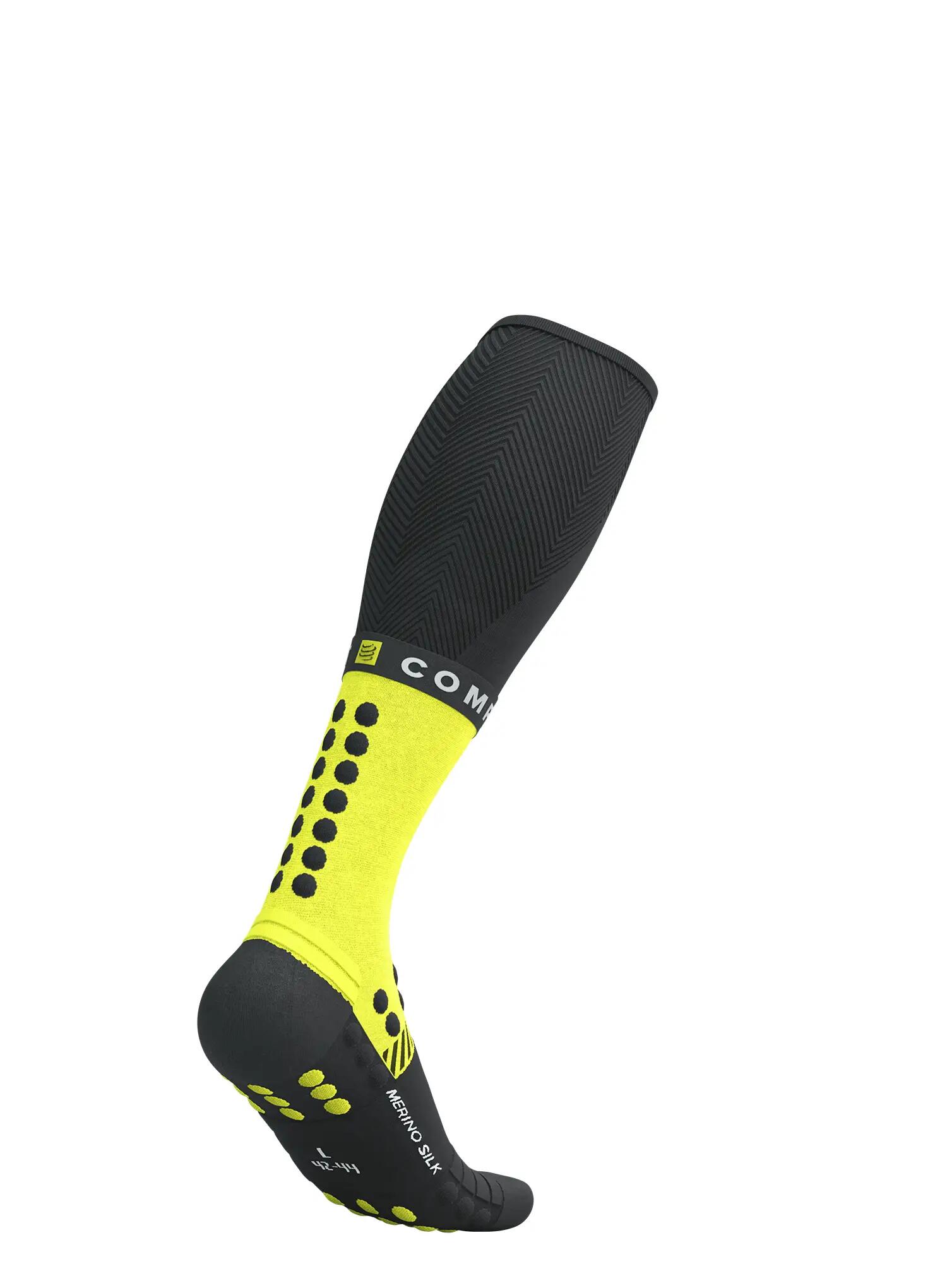 Calcetines Compressport Full Winter Run Negro/Amarillo fluorescente 5/7