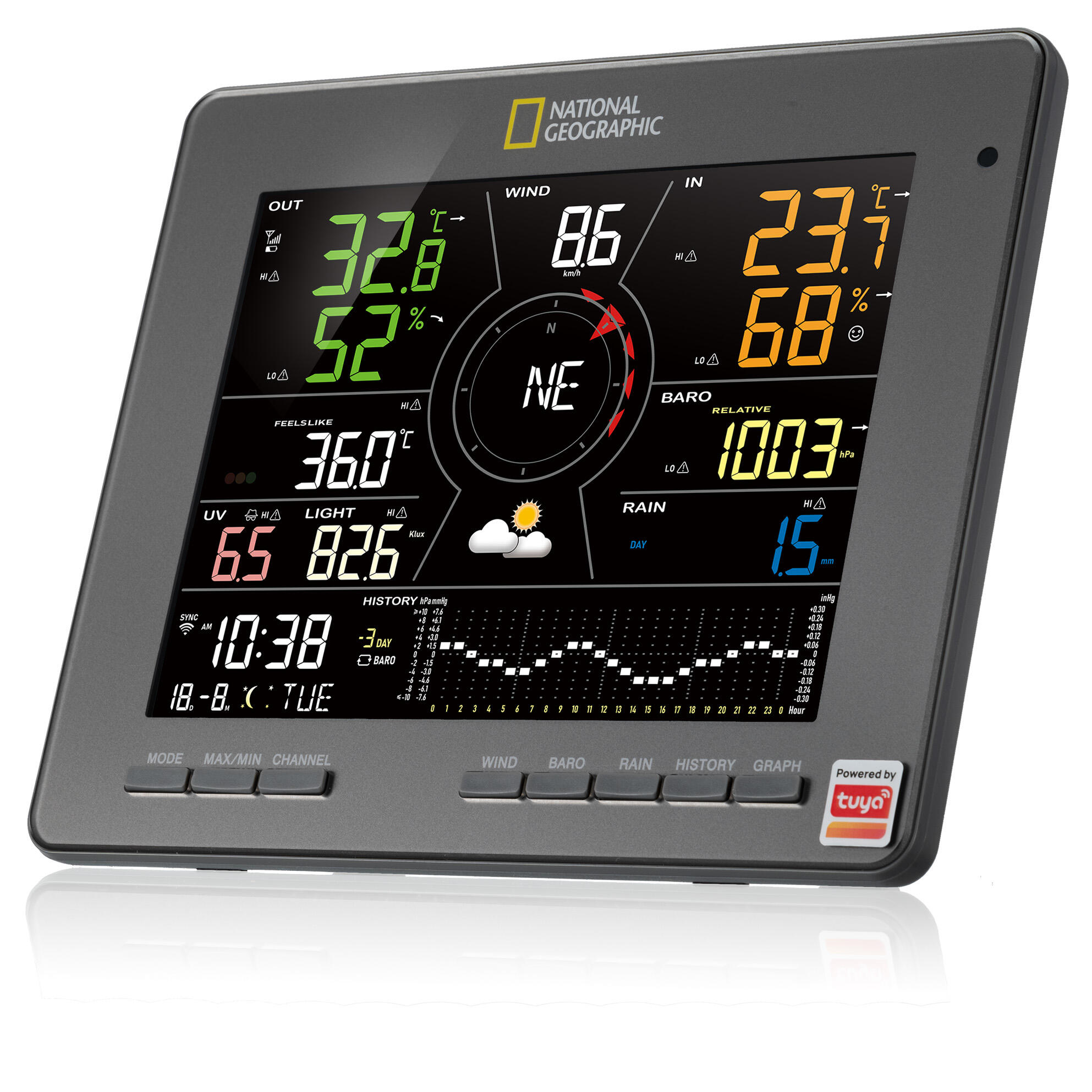 Station météo connectée WiFi intelligente Tuya avec capteur 7-en-1 2/7