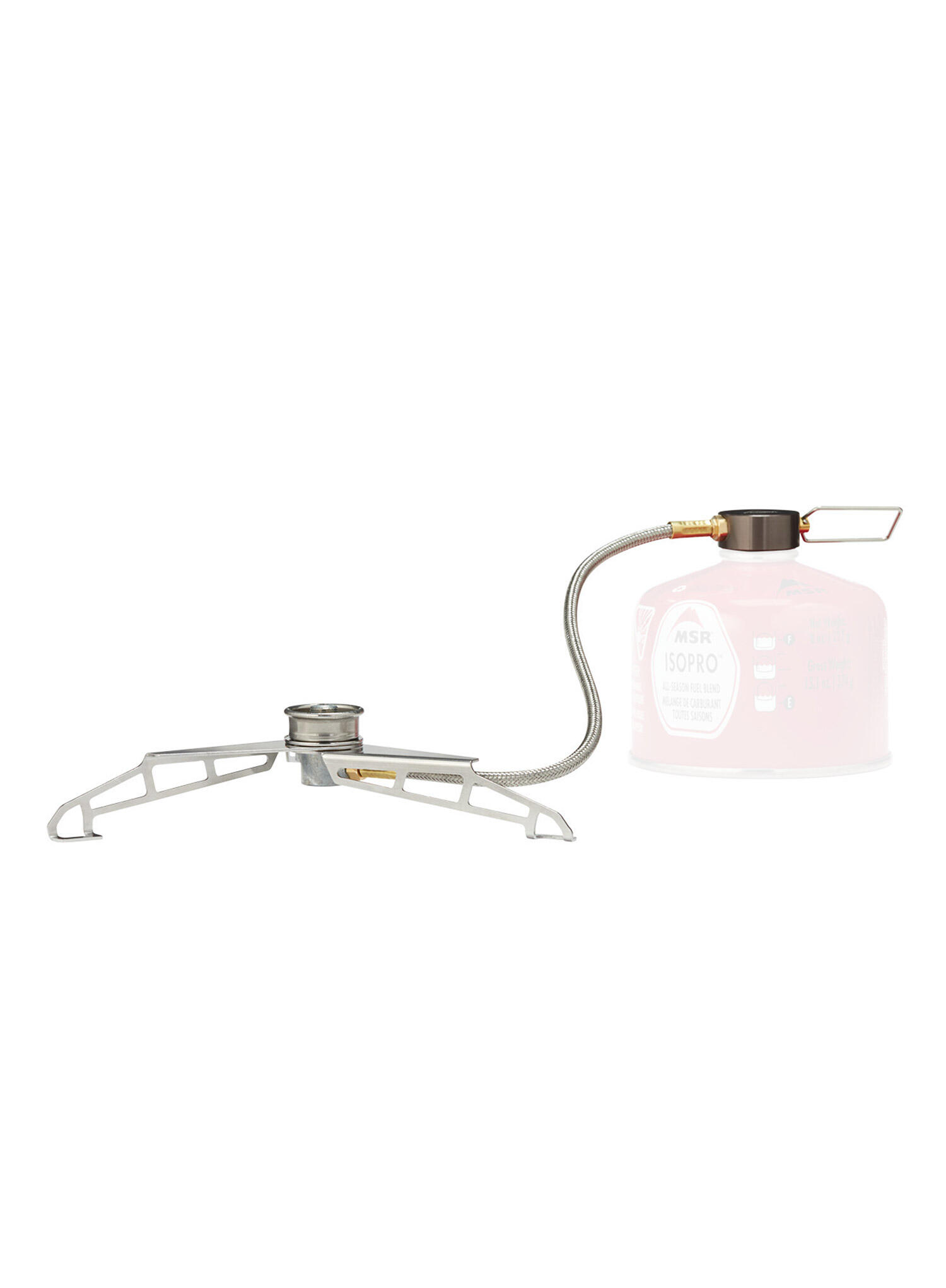 Adaptateur déporté MSR LowDown inox, pieds repliables, stabilité flamme 4/7