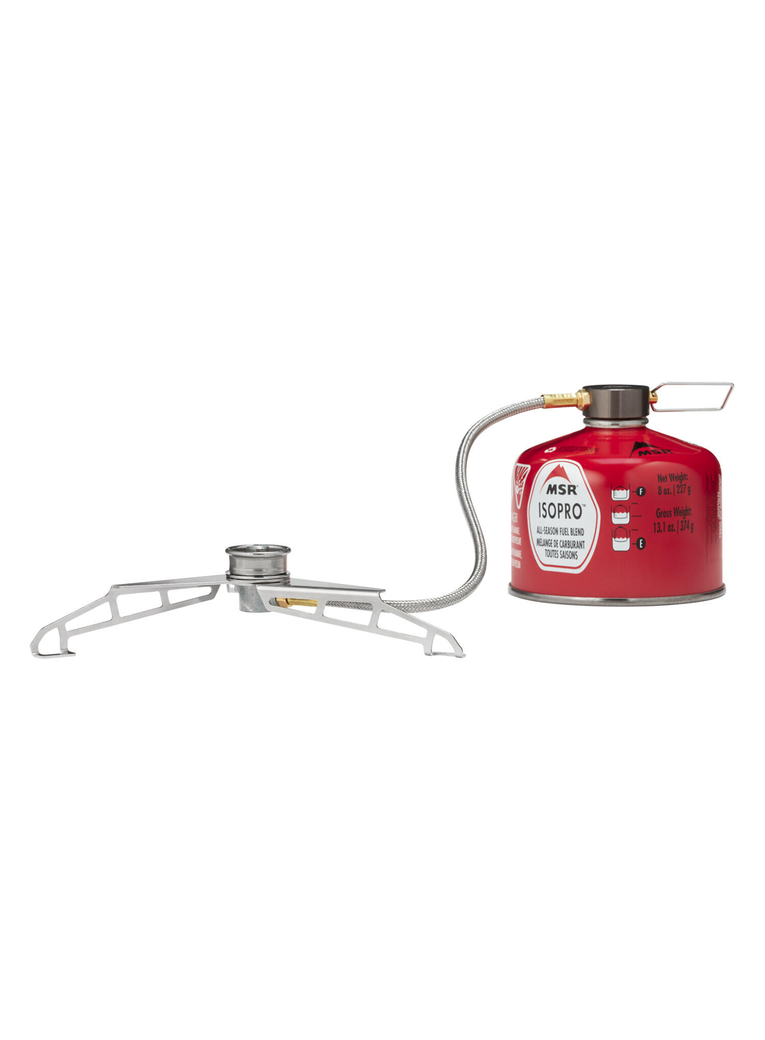 Adaptateur déporté MSR LowDown inox, pieds repliables, stabilité flamme 5/7