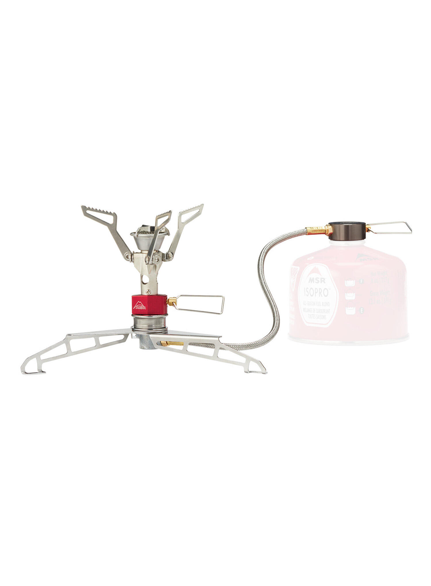 Adaptateur déporté MSR LowDown inox, pieds repliables, stabilité flamme 6/7