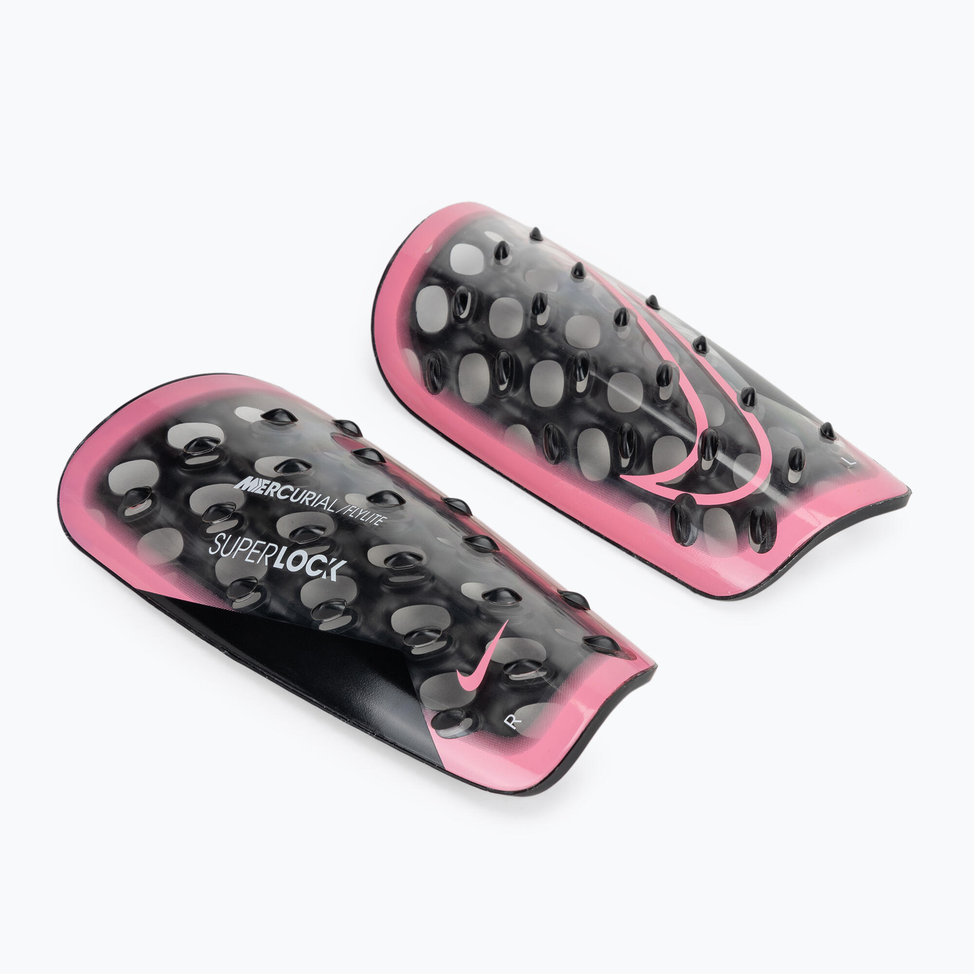 Childrens/Kids Mercurial Flylite SuperLock SlipIn Shin Guards (Black/Pink) 3/5