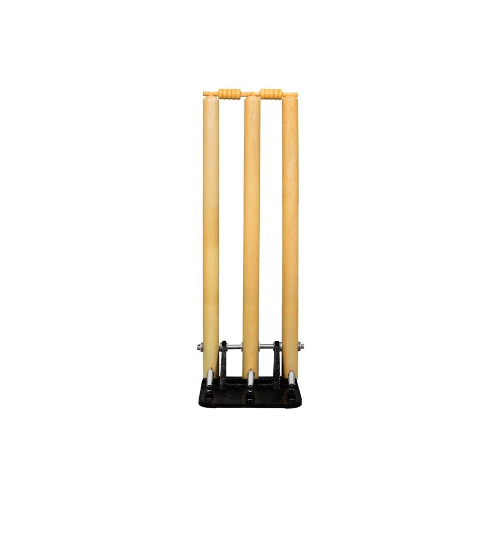 Frühling und Eisen Basis Cricket Stümpfe stump Set mit Bails|Holz| Größe: Voll 5/5