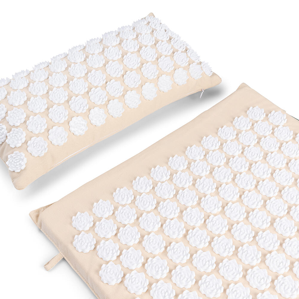 Spijkermat Set met Spijkerkussen - Acupressuur - 76 x 44 cm - Crème 2/6