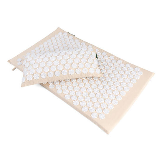 Spijkermat Set met Spijkerkussen - Acupressuur - 76 x 44 cm - Crème