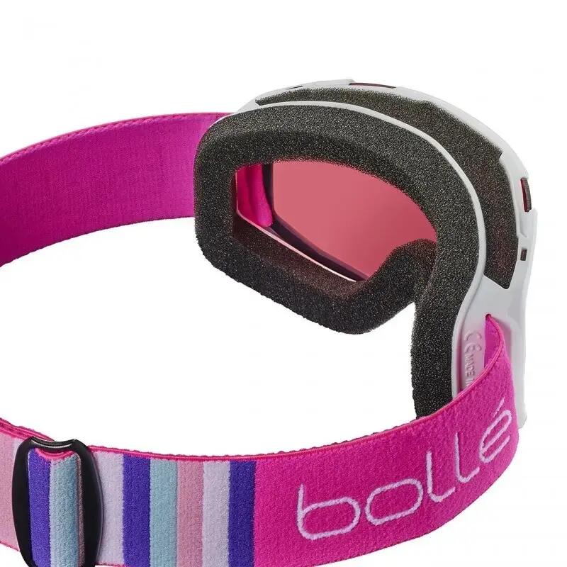 BOLLE Masque de ski ROCKET - couleur WHITE PINK MAT / ecran VERMILLON CAT 2 2/3
