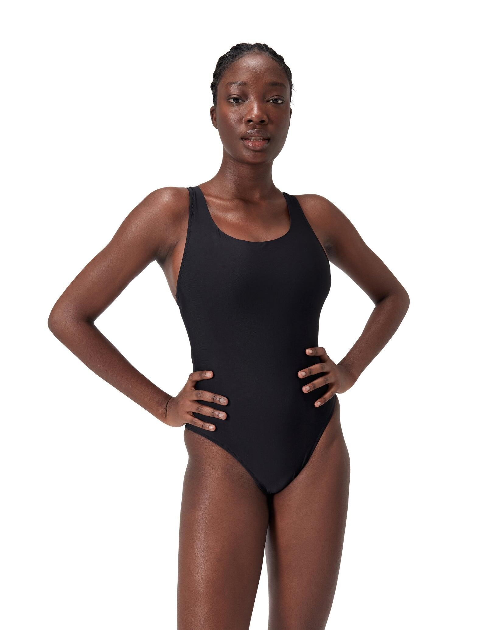 SPEEDO Speedo Solid Highneck Scoop Swimsuit - Black