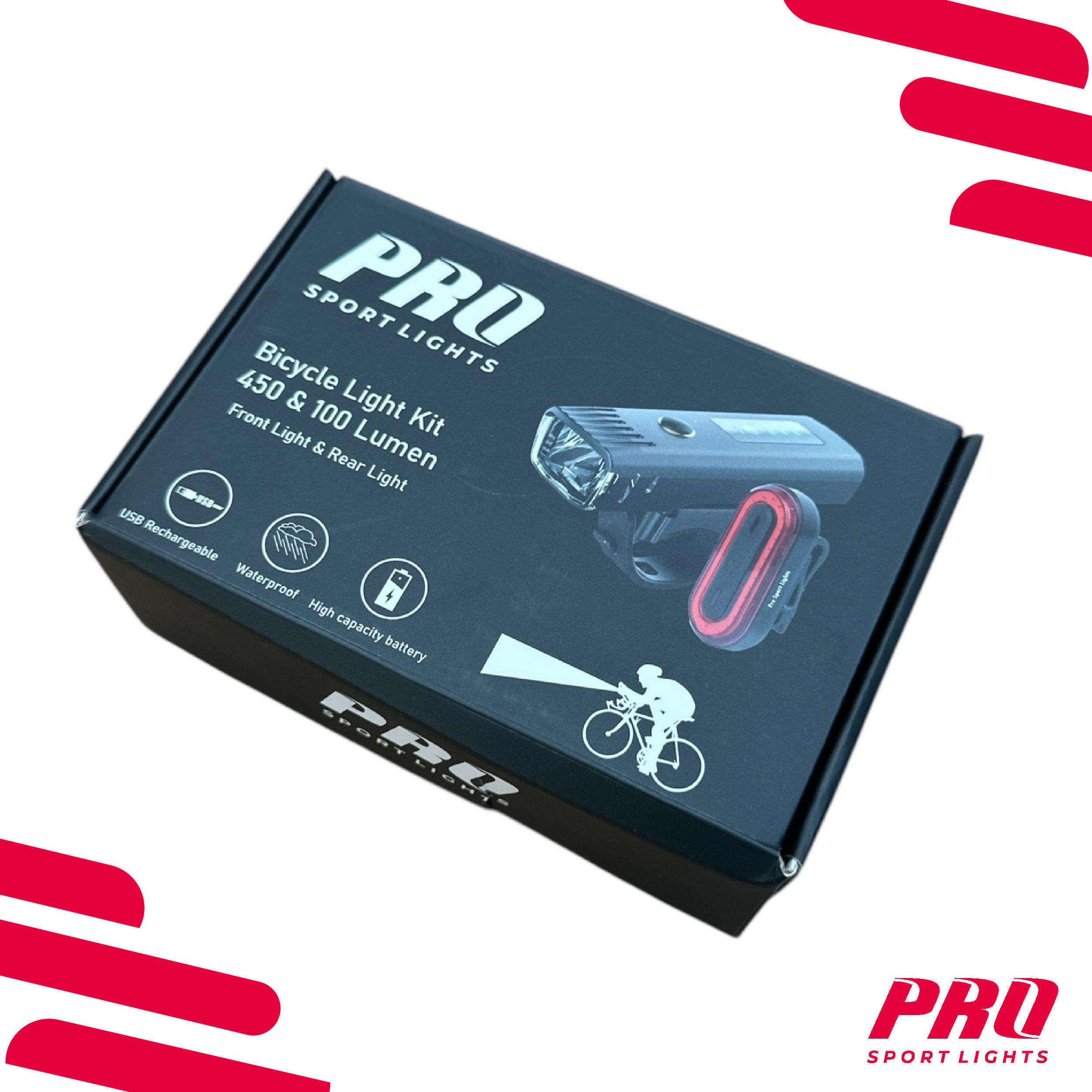 Fietsverlichting Set USB Oplaadbaar 450 en 100 Lumen Koplamp Fiets Achterlicht 7/7