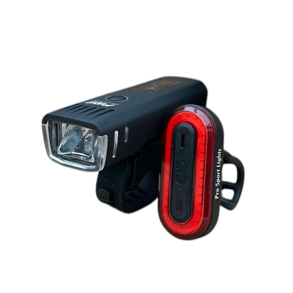 Kit éclairage Vélo LED USB – Phare Avant + Feu Arrière – IPX4 – Batterie 2000mAh