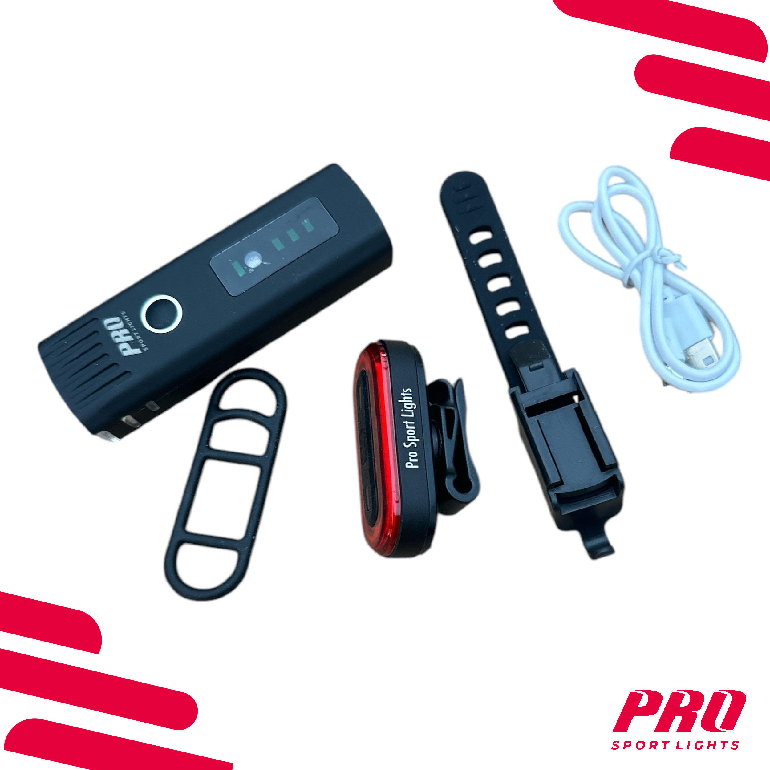 Fietsverlichting Set USB Oplaadbaar 450 en 100 Lumen Koplamp Fiets Achterlicht 6/7