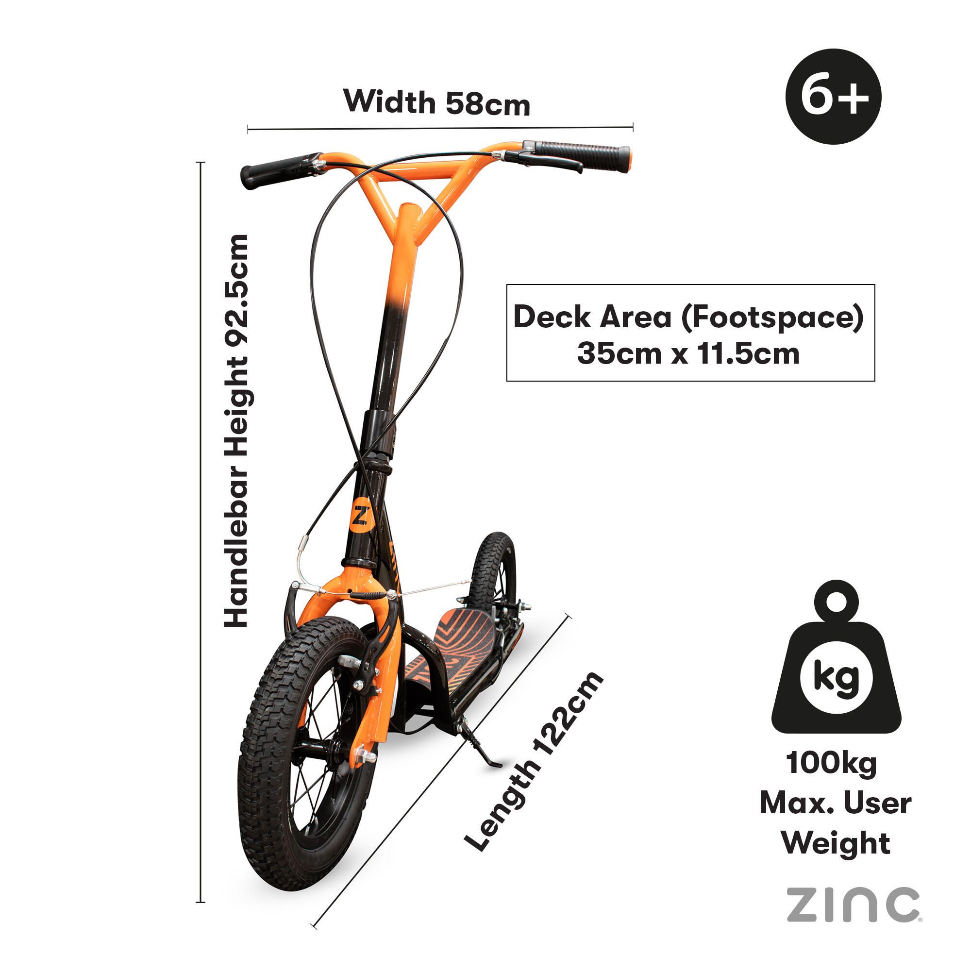 Zinc Radikal BMX Scooter – Orange and Black 2/7