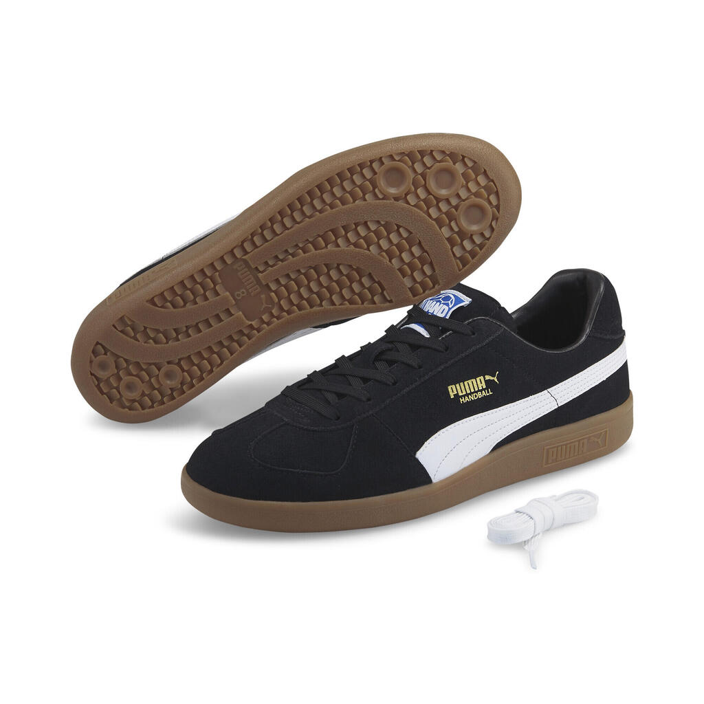Mens Handball Cow Leather Trainers (Black)