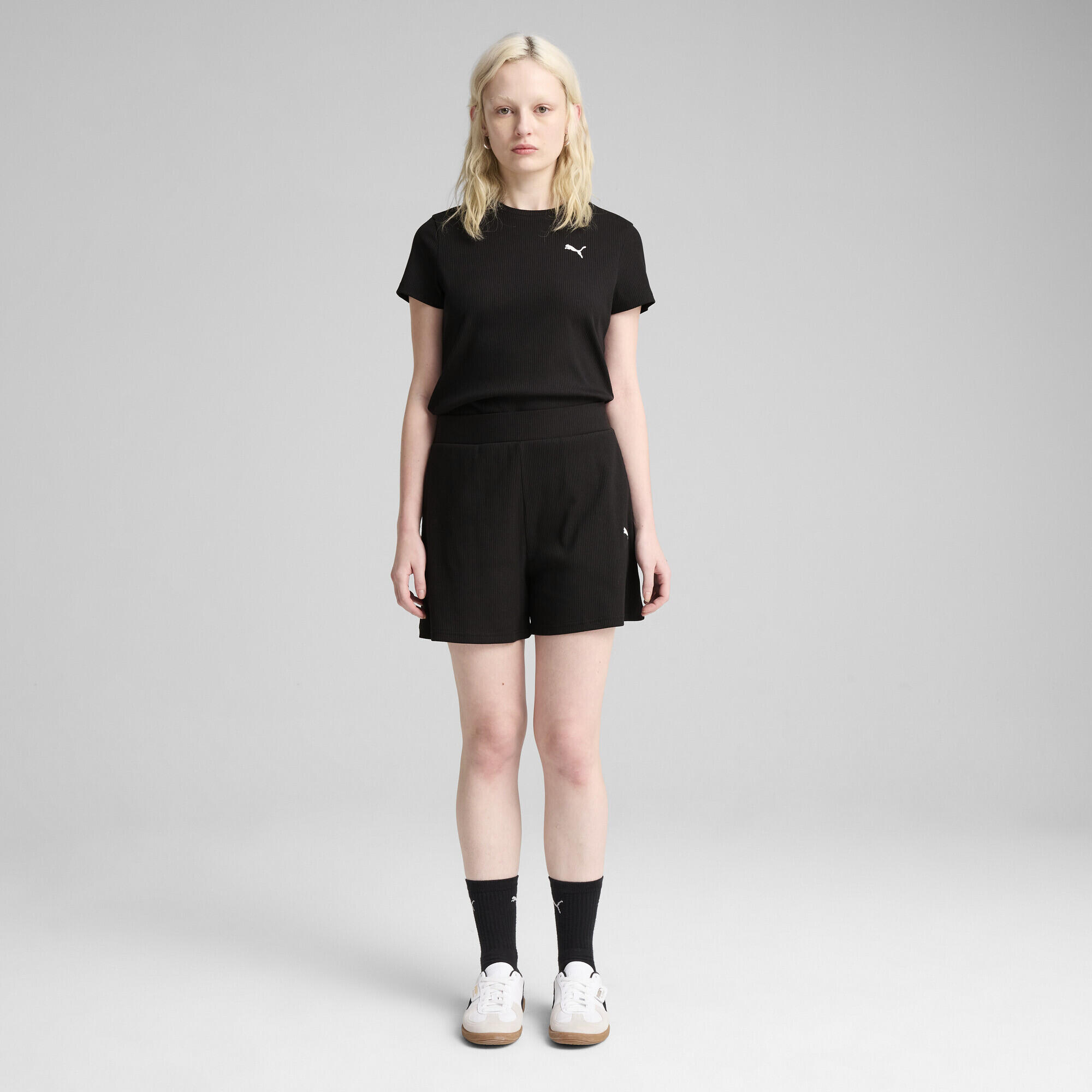 Short 5" côtelé à taille haute ESS ELEVATED Femme PUMA Black 5/7