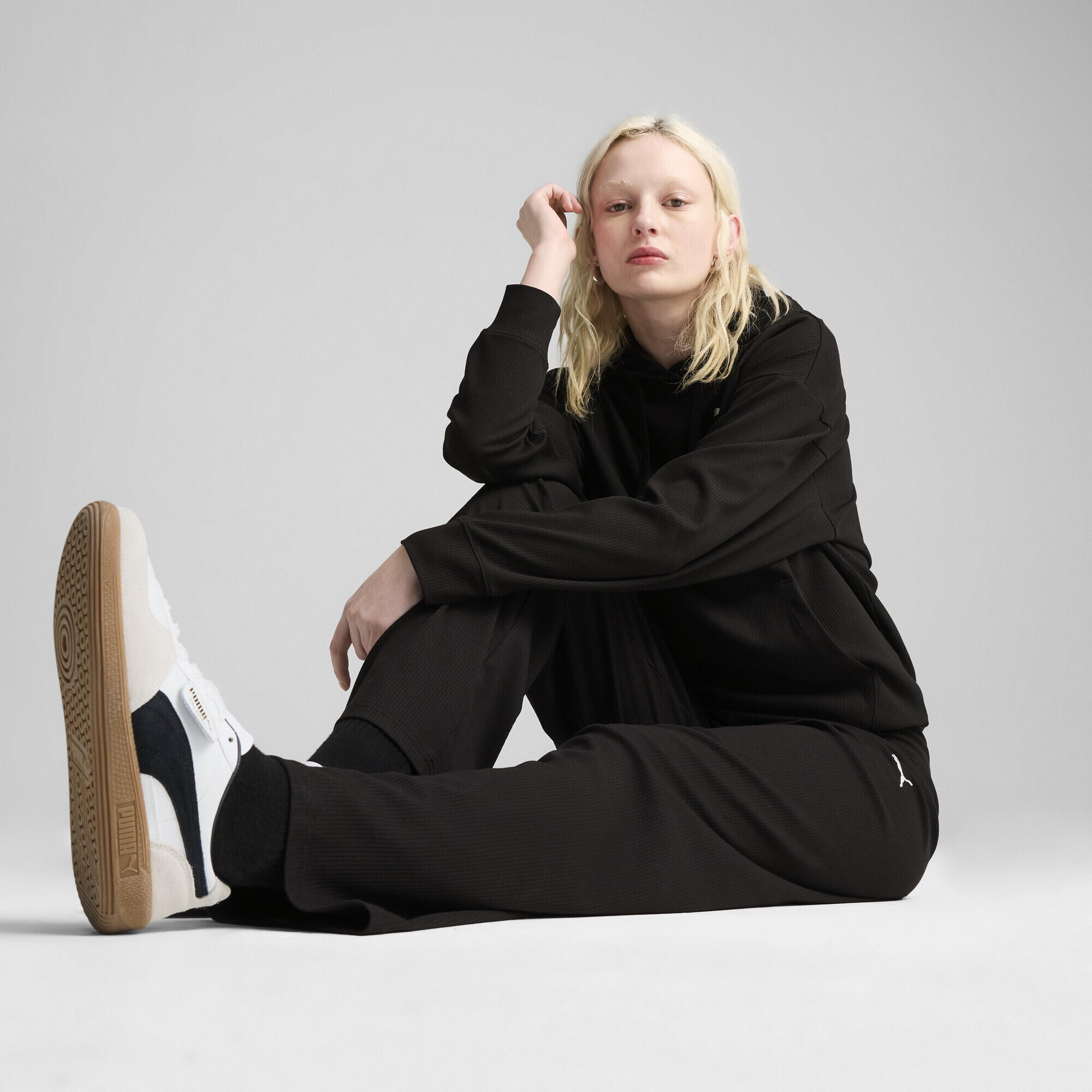 Pantalon droit côtelé à taille haute ESS ELEVATED Femme PUMA Black 4/7