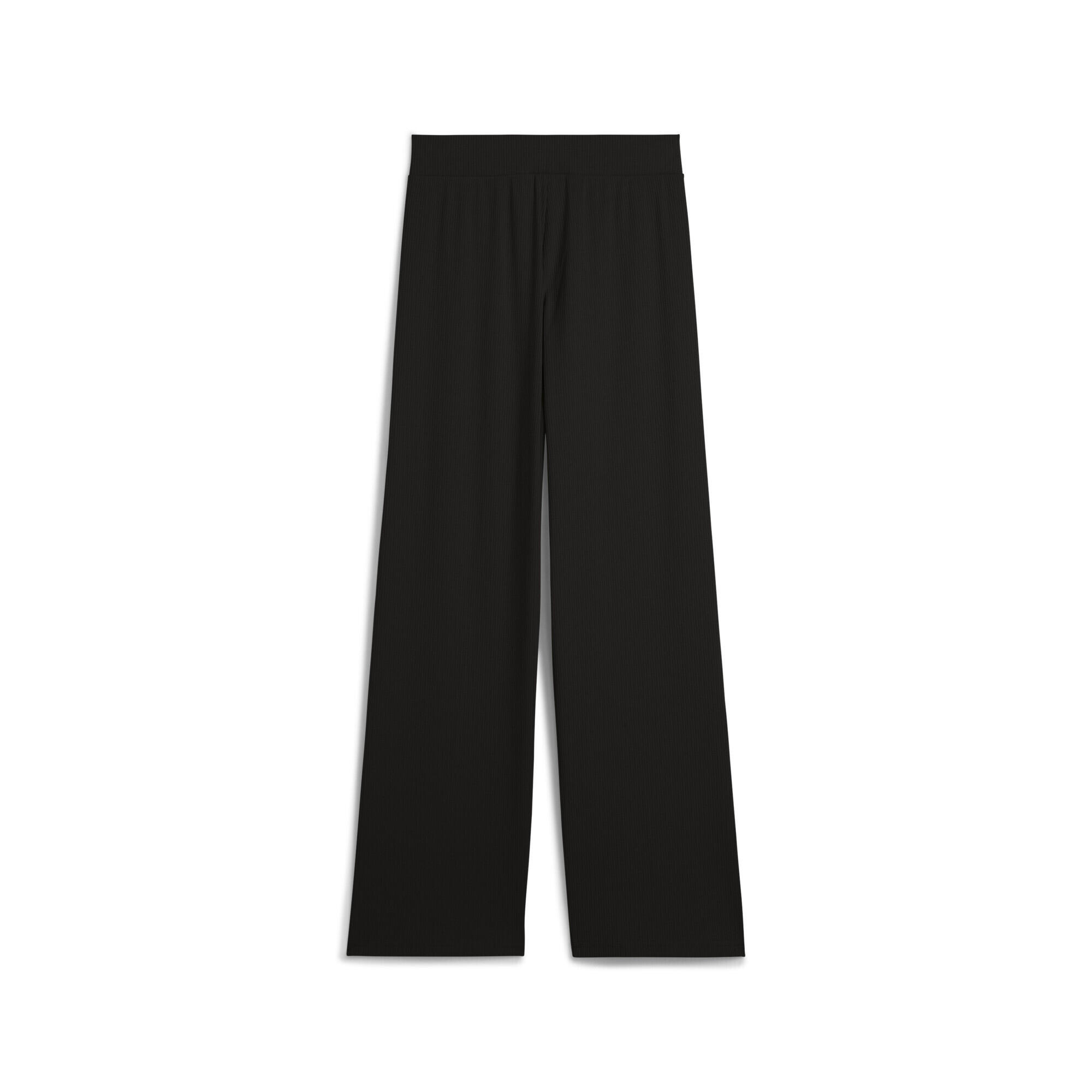 Pantalon droit côtelé à taille haute ESS ELEVATED Femme PUMA Black 5/7