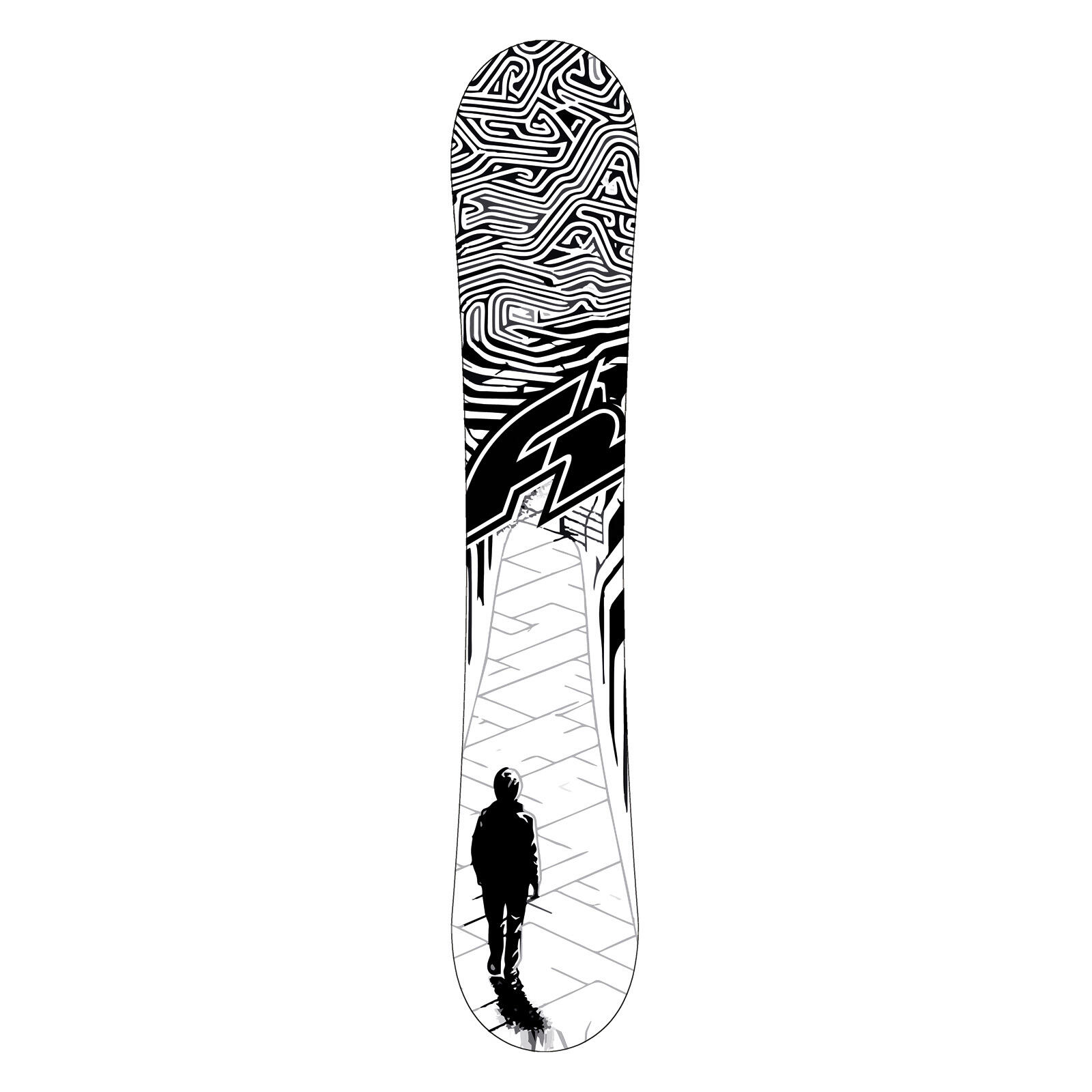 F2  Snowboard Black Deck Freeride/Freestyle 161 cm  Schwarz/Weiss 2025 2/2