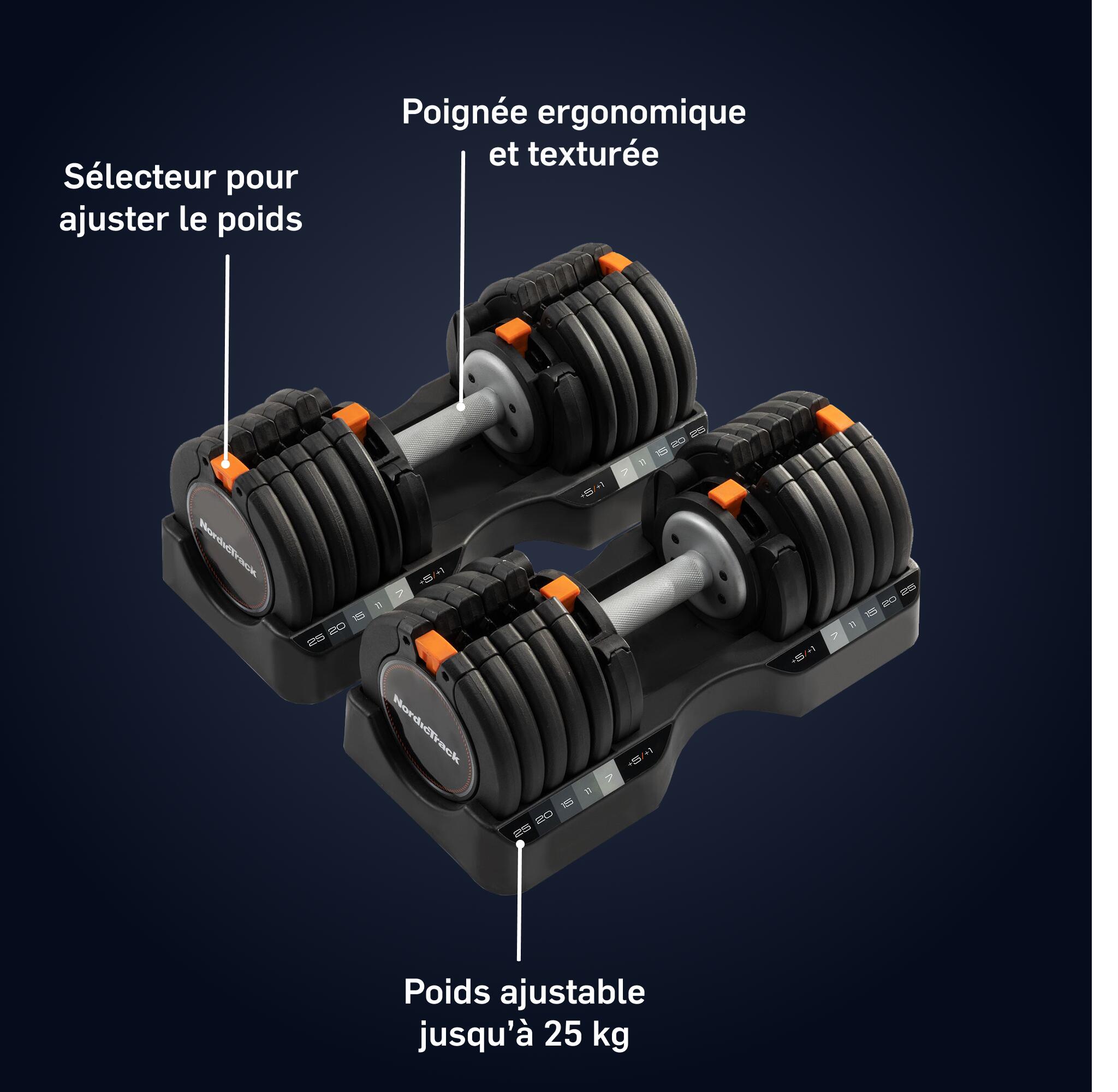 Kit de mancuernas ajustables de 5 a 25kg (Pareja) - NordicTrack 2/8