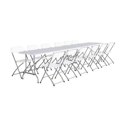 2 tables de réception pliables blanc + 12 chaises I sweeek