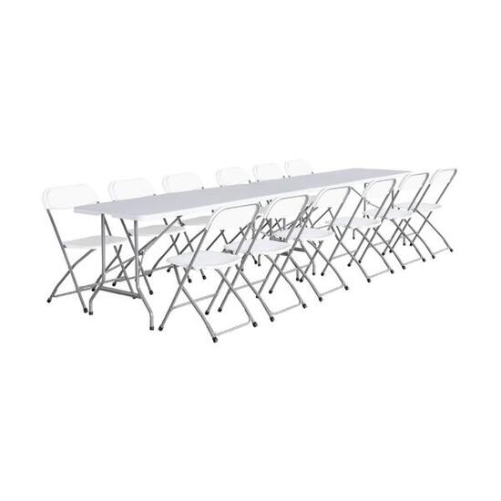 2 tables de réception pliables blanc + 12 chaises I sweeek