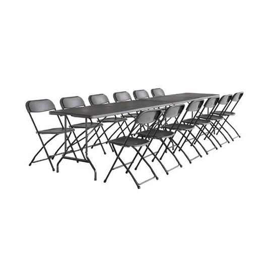 2 tables de réception pliables gris + 12 chaises I sweeek