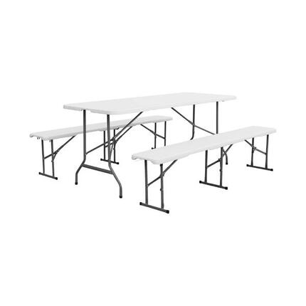 Set de table et bancs de réception, pliables blanc | sweeek