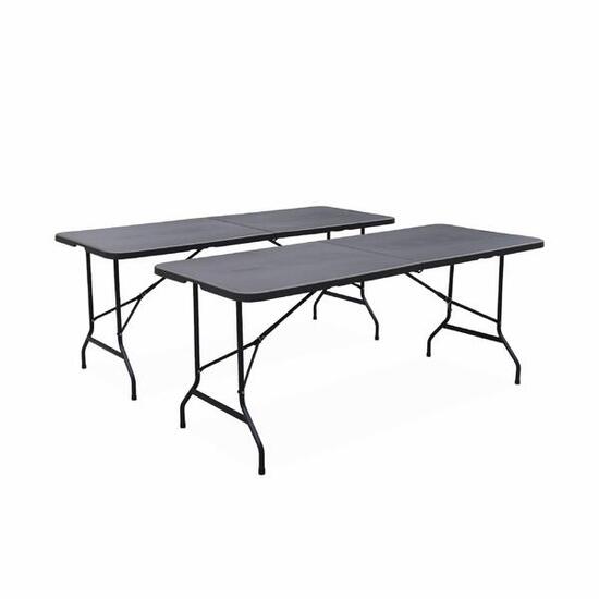 Lot de 2 tables table de réception, 180cm gris | sweeek
