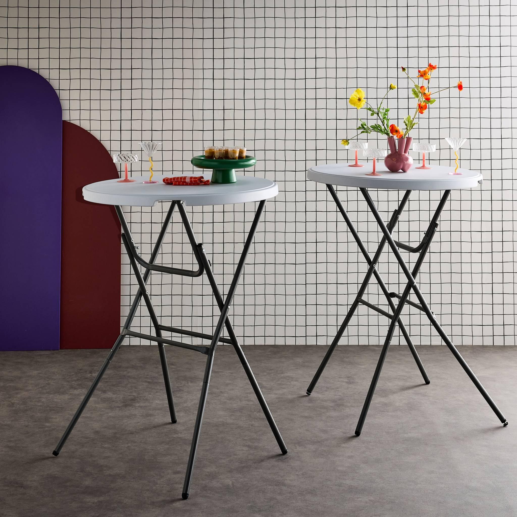 Lot de 2 tables de réception Mange debout, pliables | sweeek 2/6