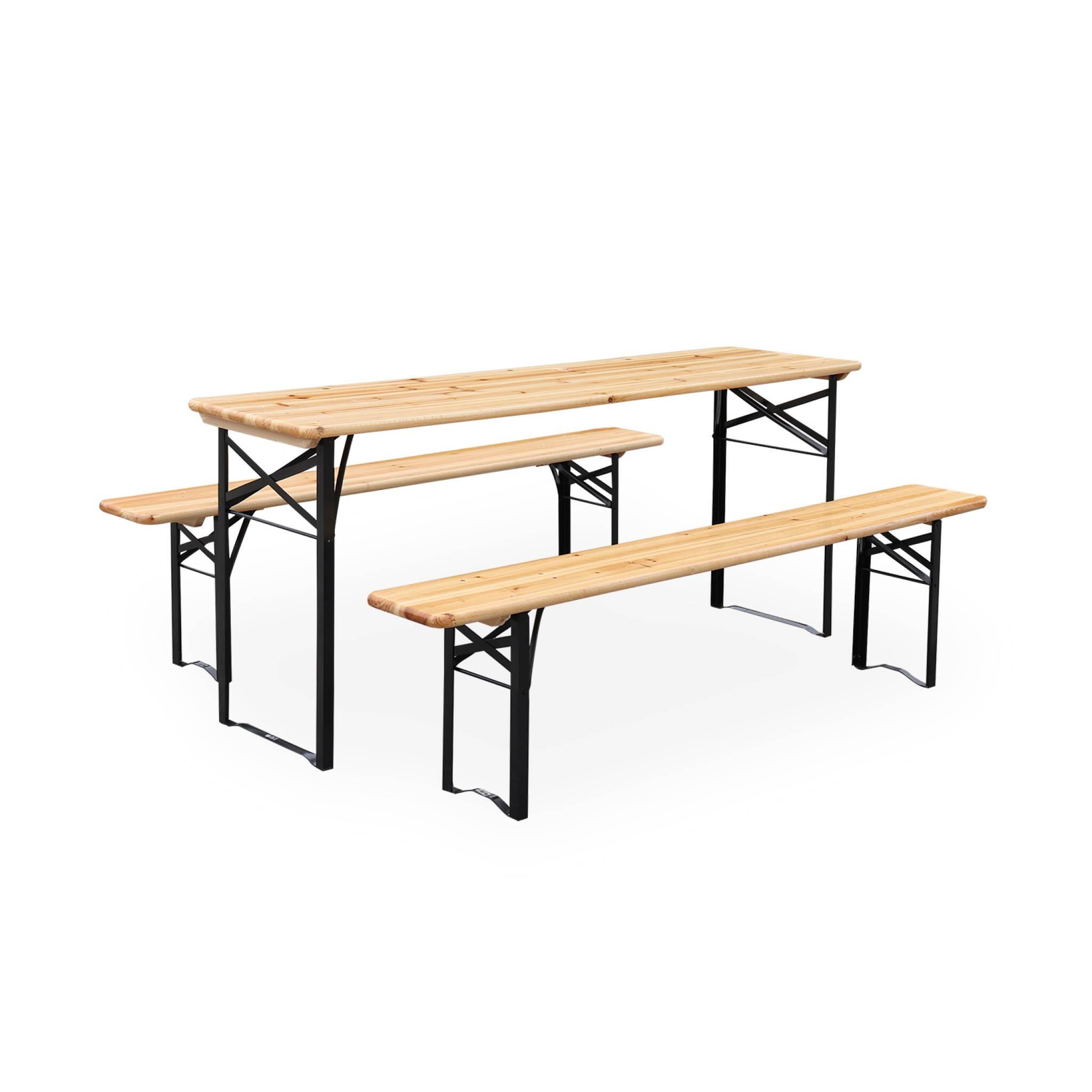 Table en bois 180cm avec 2 bancs pliable, 6 places | sweeek 1/6