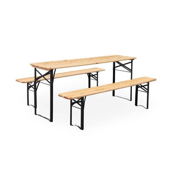 Table en bois 180cm avec 2 bancs pliable, 6 places | sweeek