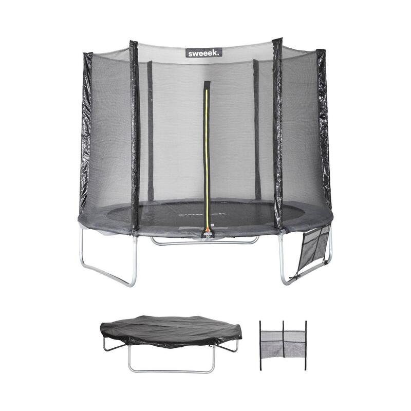 Trampoline 245 cm, gris, avec accessoires | sweeek
