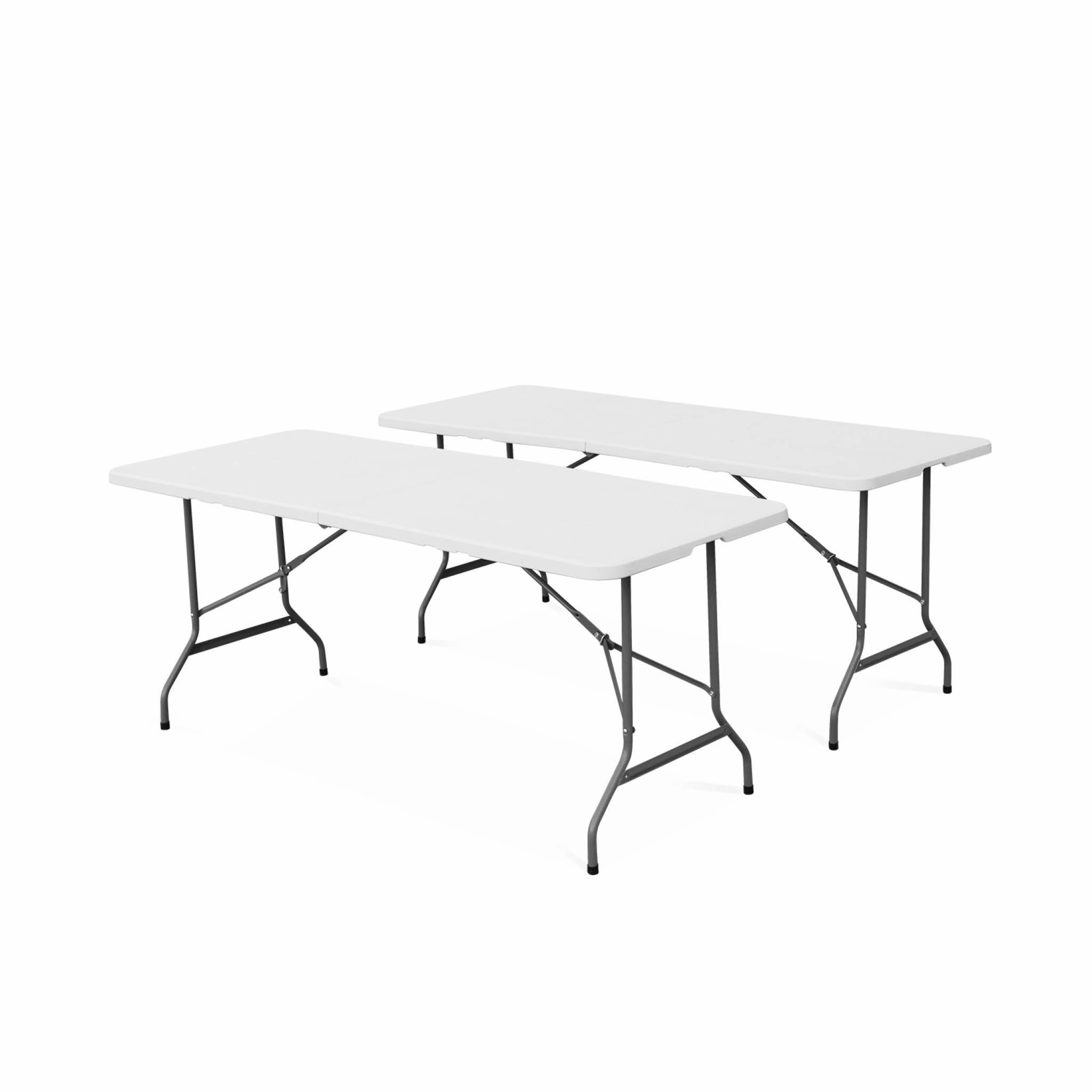 Sweeek - Lot De 2 Tables Table De Réception, 180cm, Pliables, Avec Poignée De Transport | - Table De Camping - Blanc - Taille Unique - Decathlon