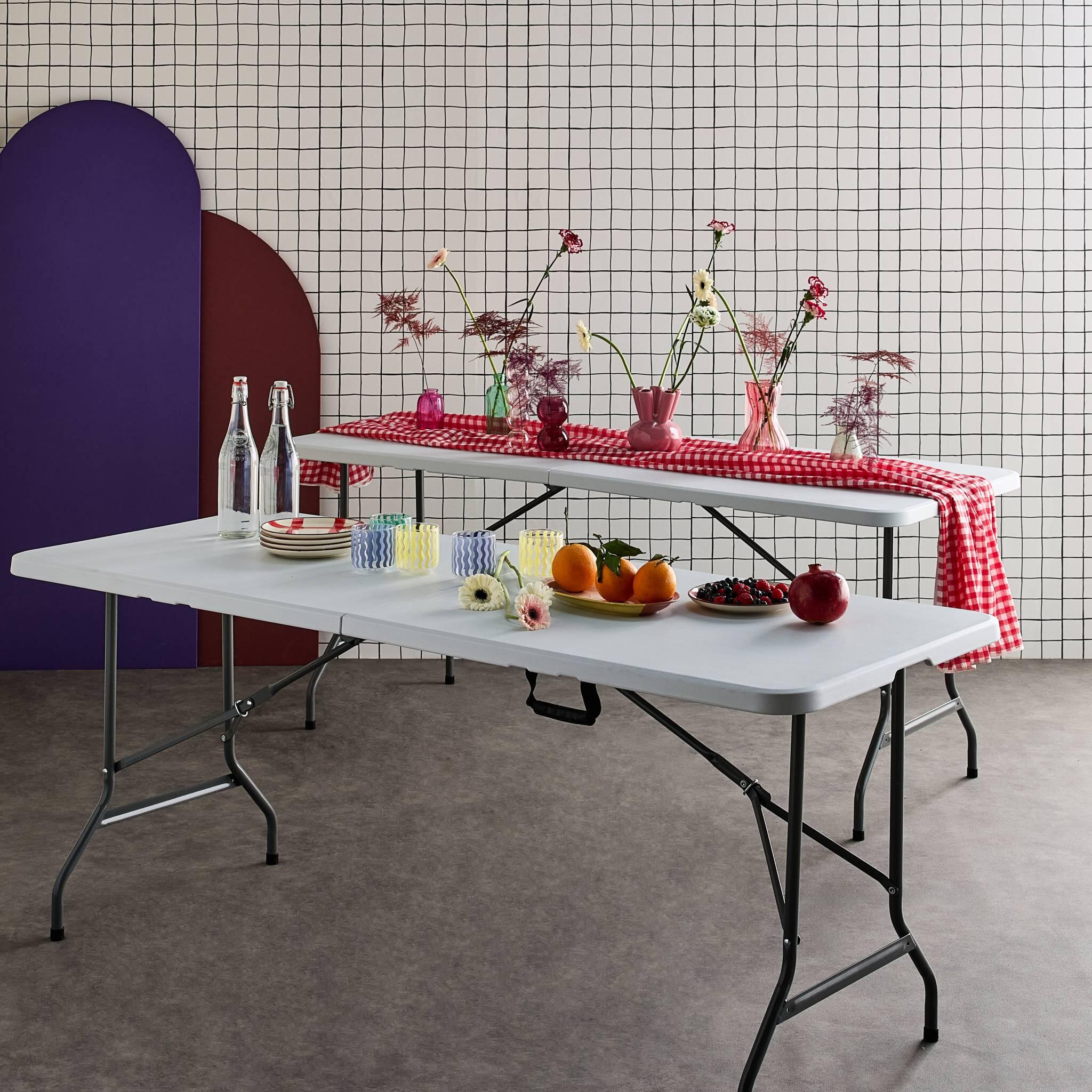 Lot de 2 tables table de réception, 180cm, pliables, avec poignée de transport | 5/6