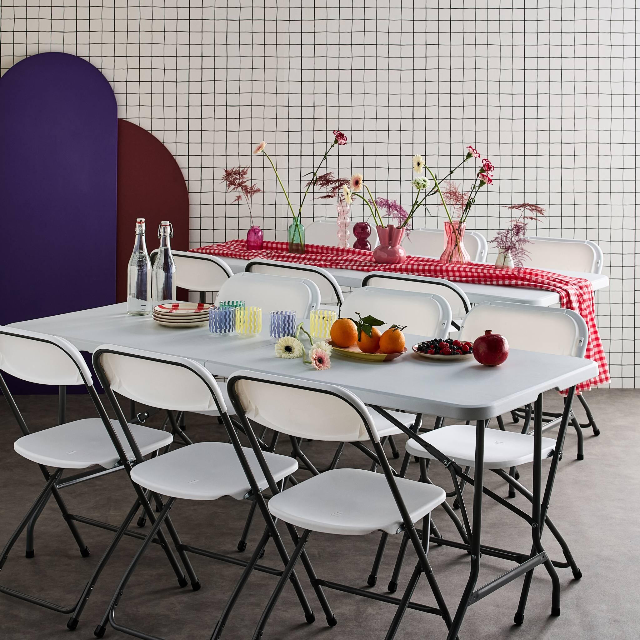 2 tables de réception pliables blanc + 12 chaises I sweeek 3/6