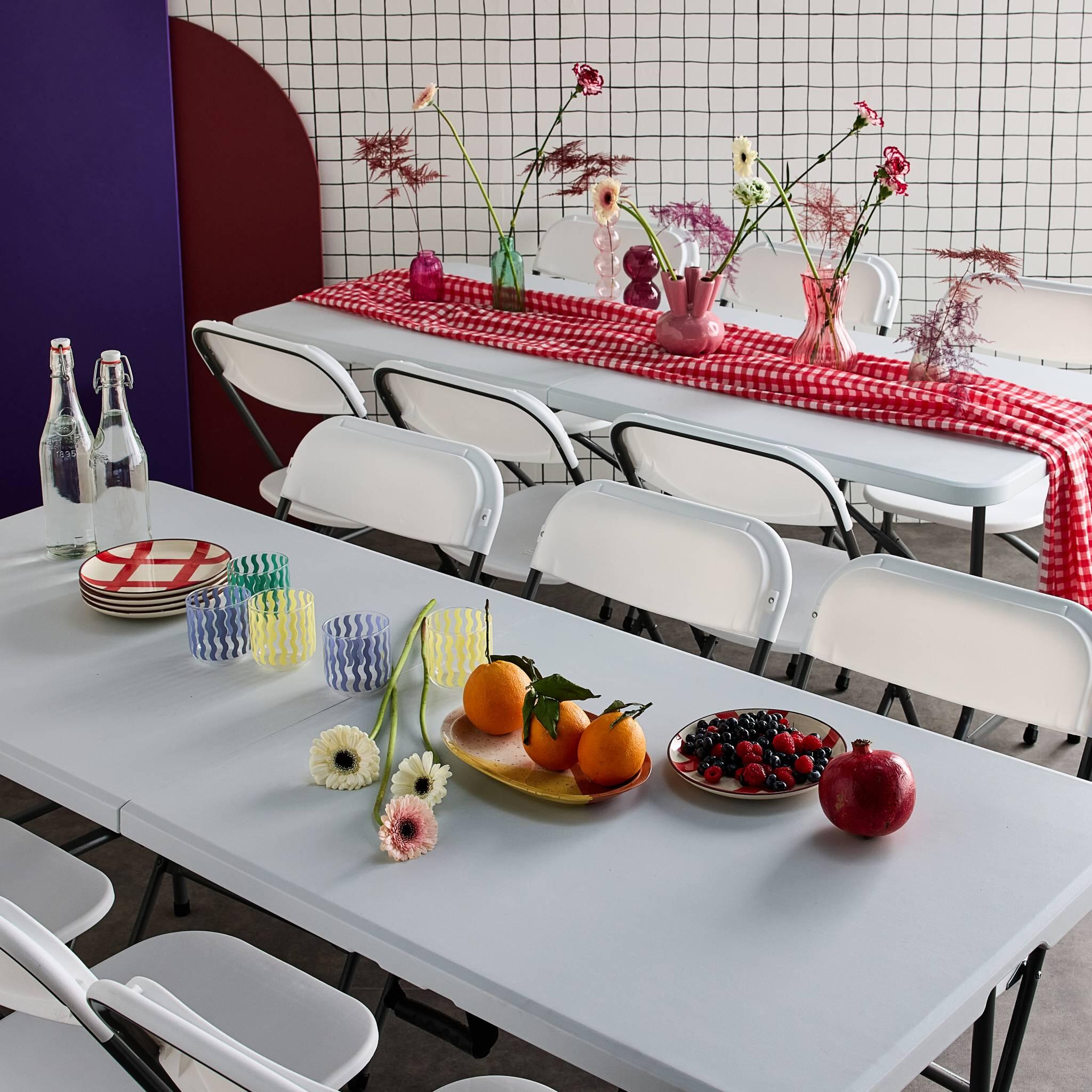 2 tables de réception pliables blanc + 12 chaises I sweeek 2/6