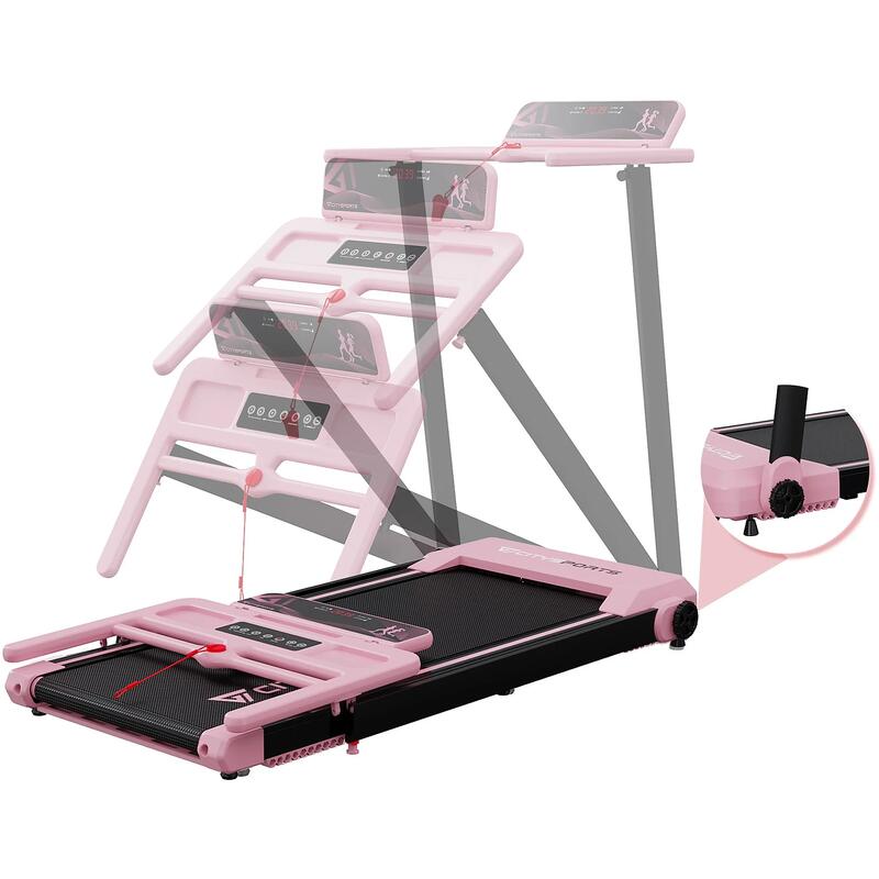 Passadeira Dobrável 1400W, WP9, APP, Bluetooth, Velocidade 1-12km/h, Rosa